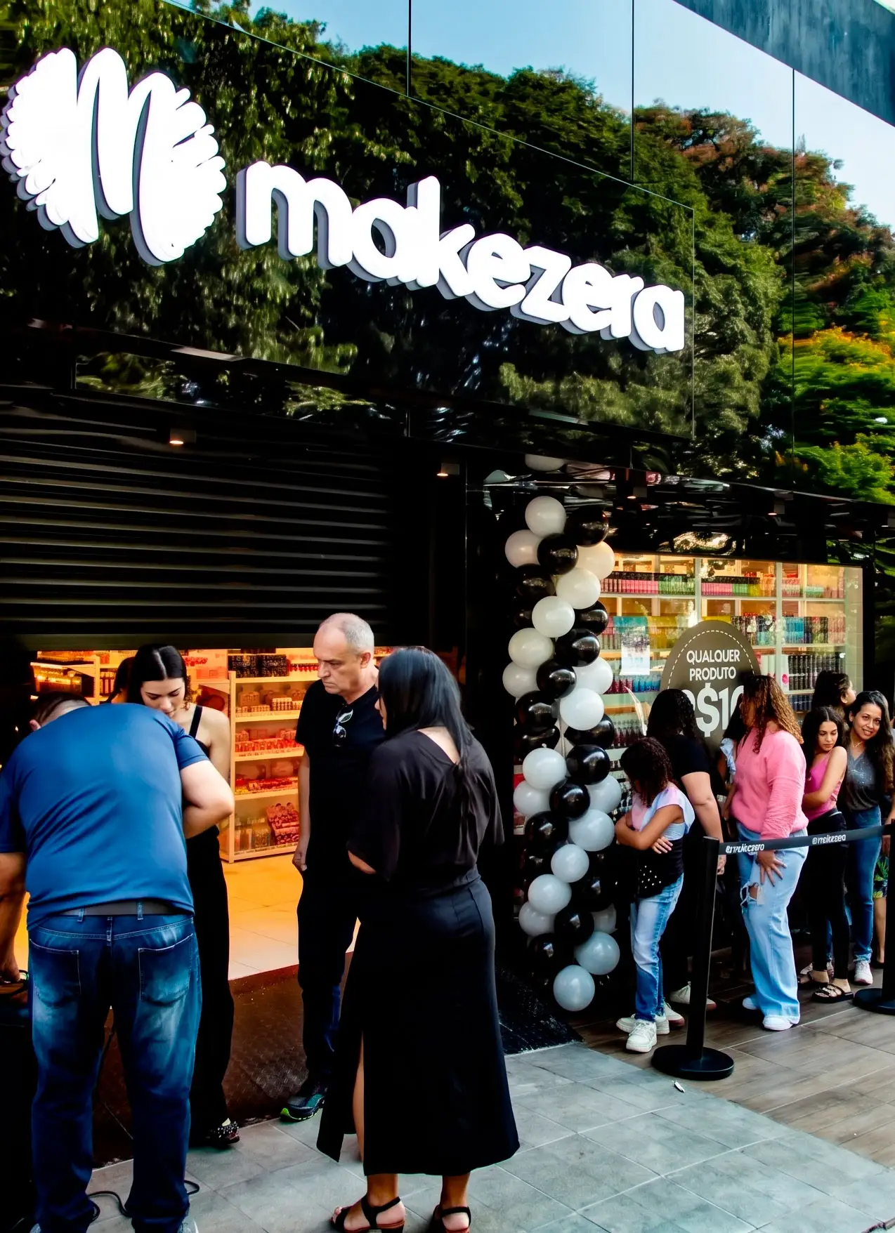 Fila na inauguração de uma loja Makezera